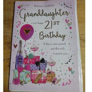 Traditional Milestone Age Birthday Card Age 21 Granddaughter - 10 x 7 inches